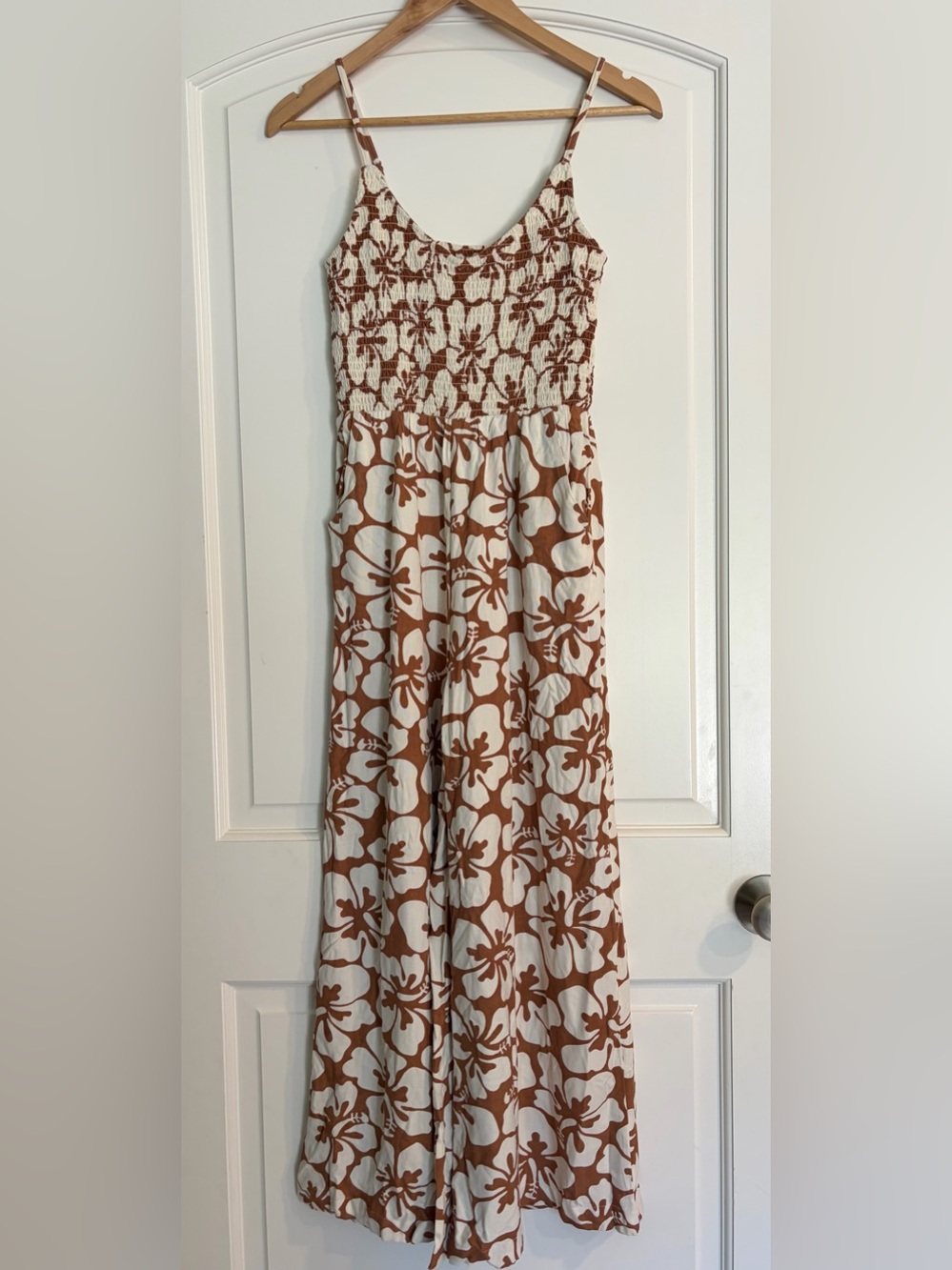 Rip Curl Women’s Hibiscus Heat Smocked Jumpsuit XS Wide Leg